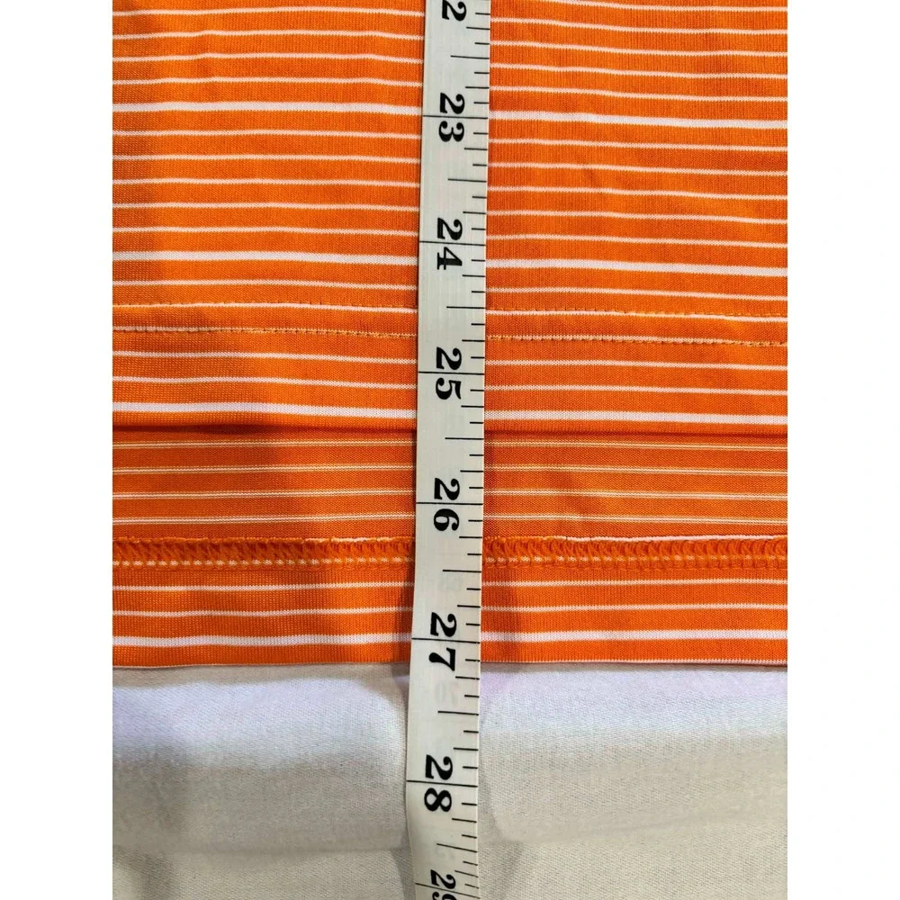 Adidas Golf Mens Climalite Polo Shirt Orange White Striped Dalton‎ Ranch Large